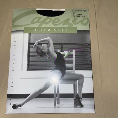 Capezio #1817 Women's Ultra Soft Tights. Footless.  Black, Size L/XL  NEW